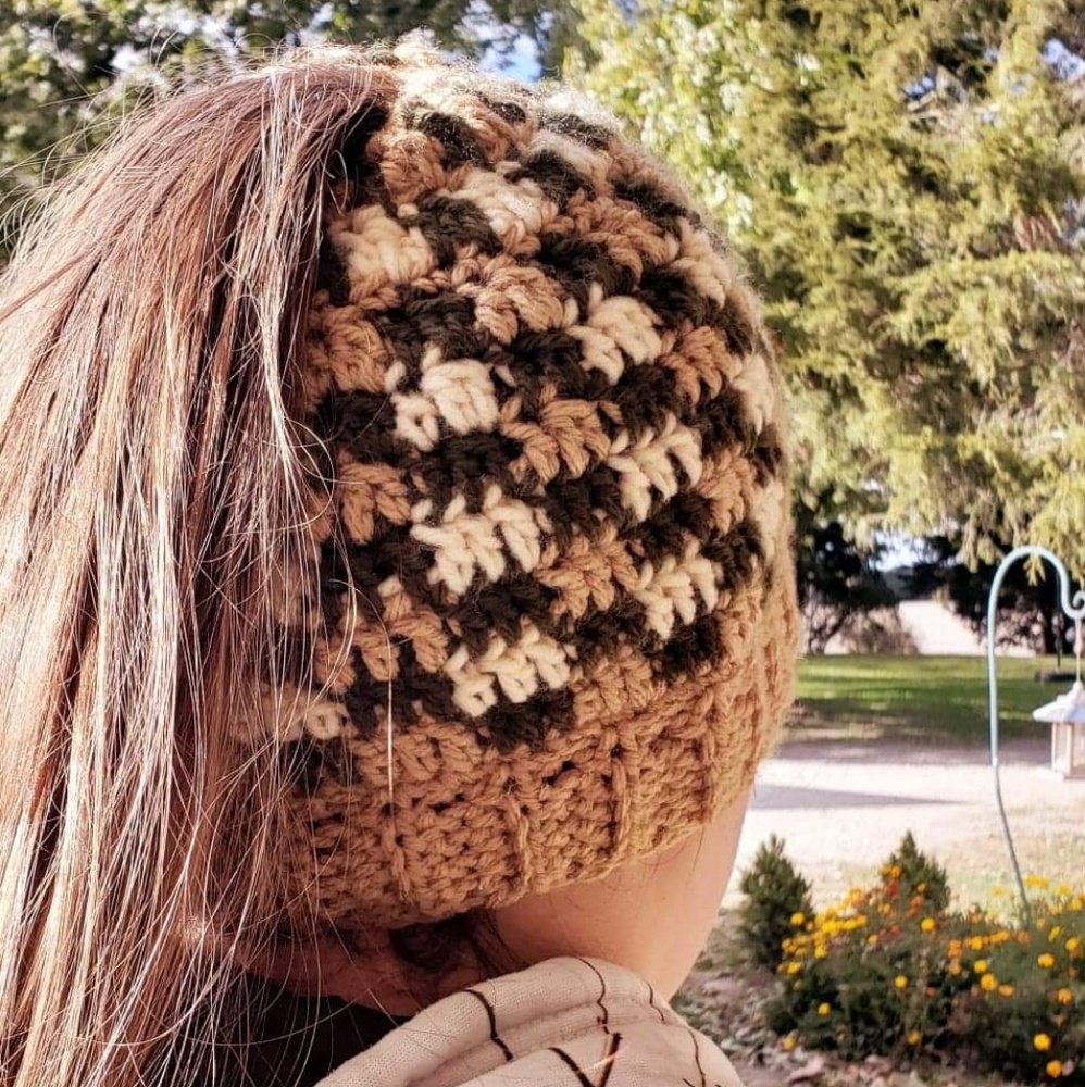 Beanie messy Bun hat  / Ponytail Hat